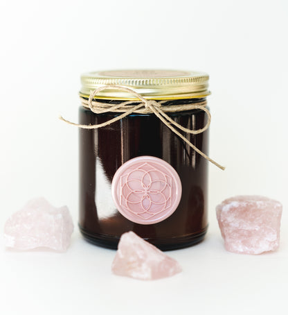 Rose Quartz Aromatherapy Beeswax Candle