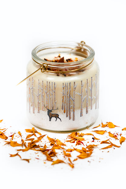 Snow on Birch Trees (black dahlia + birch) Beeswax Candle