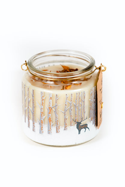 Snow on Birch Trees (black dahlia + birch) Beeswax Candle