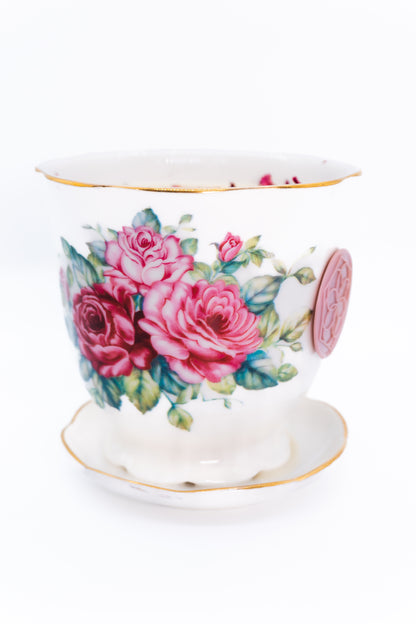 Vintage Rose Teacup Reserve Beeswax Candle