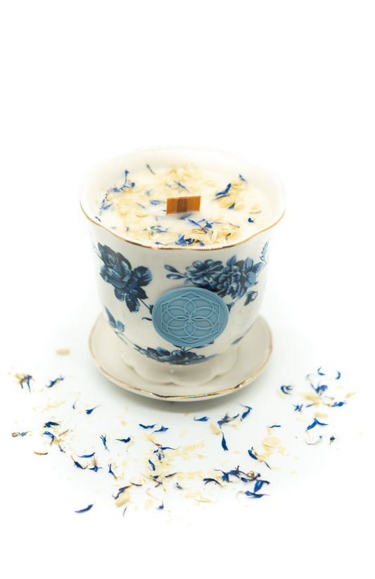 Blue Jasmine + Royal Fern Beeswax Teacup Candle