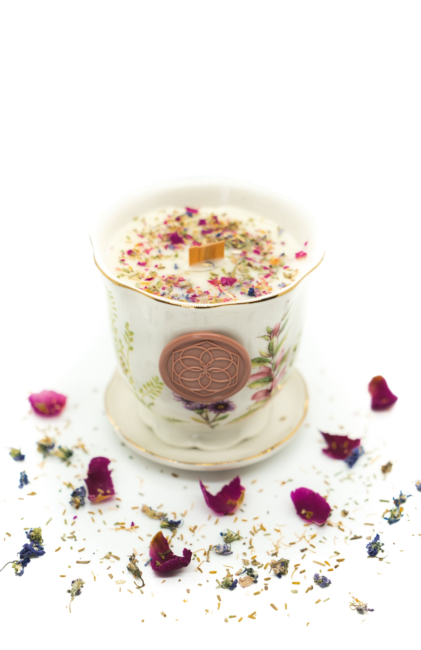 Petals + Herbs Beeswax Teacup Candle