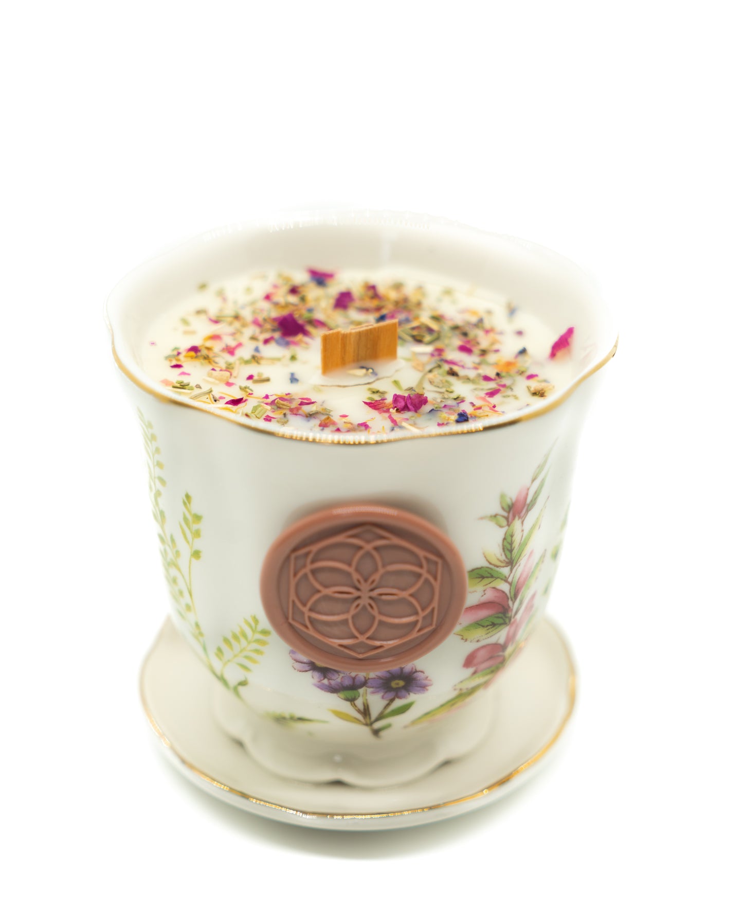 Petals + Herbs Beeswax Teacup Candle