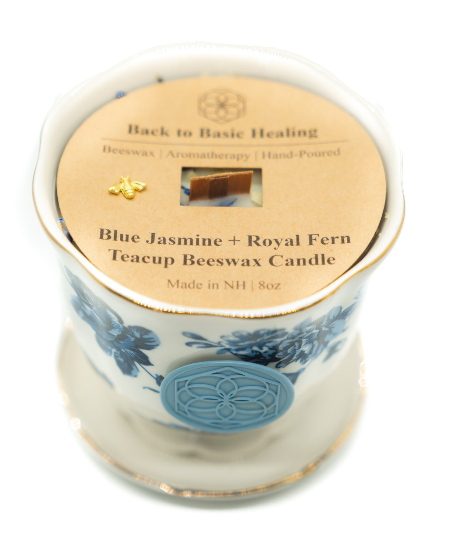 Blue Jasmine + Royal Fern Beeswax Teacup Candle