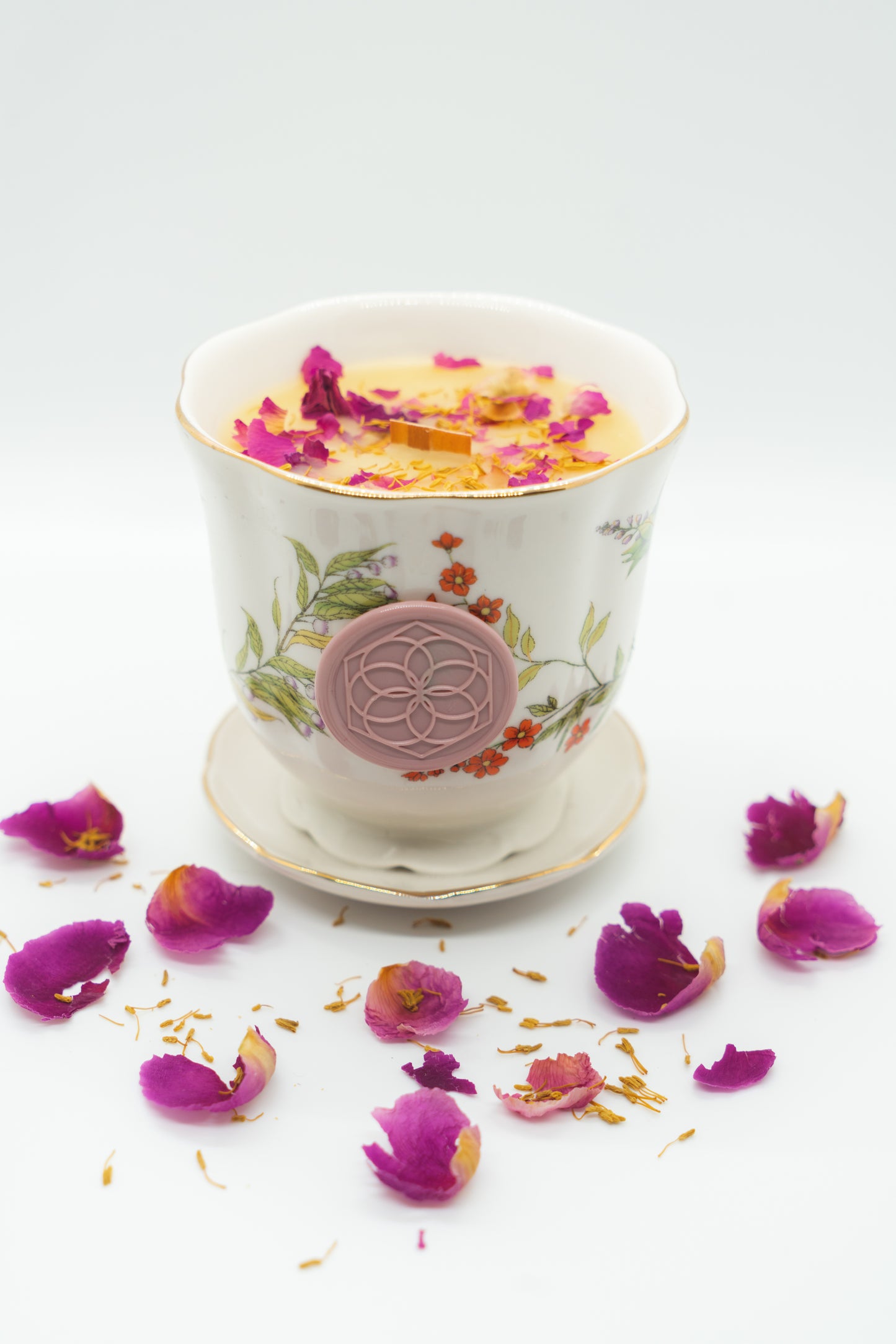 Pink Peony + Nectarine Teacup Candle