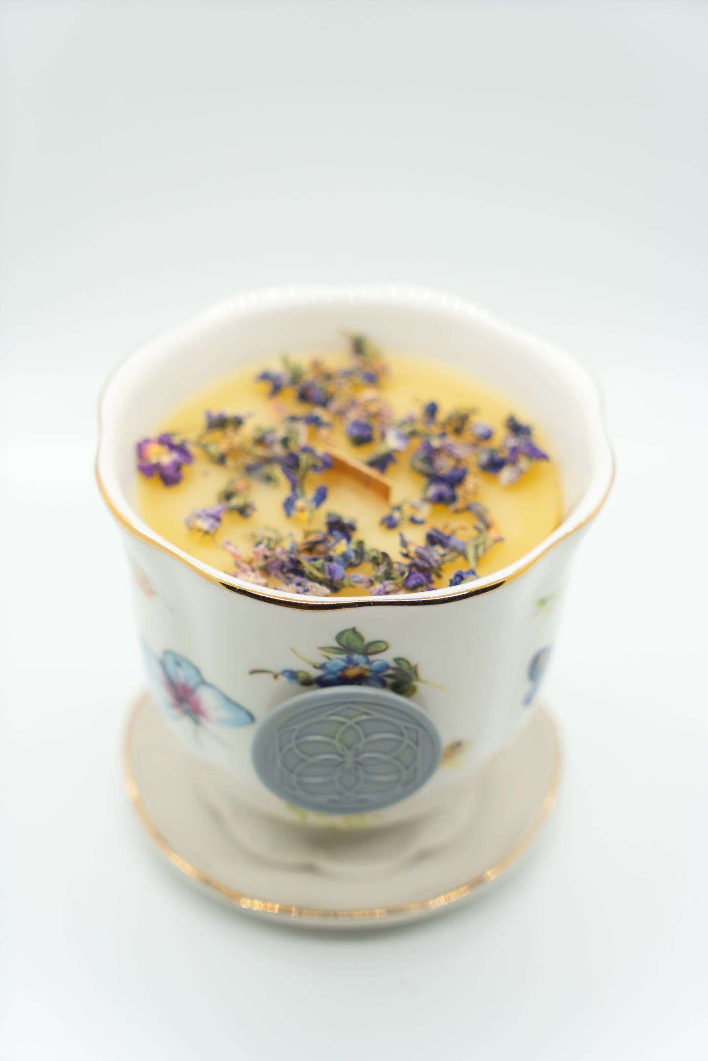 Violet Orris + Sandalwood Teacup Beeswax Candle