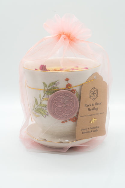 Pink Peony + Nectarine Teacup Candle