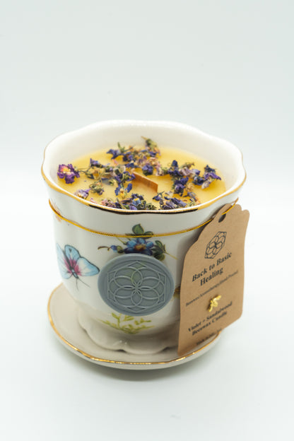 Violet Orris + Sandalwood Teacup Beeswax Candle